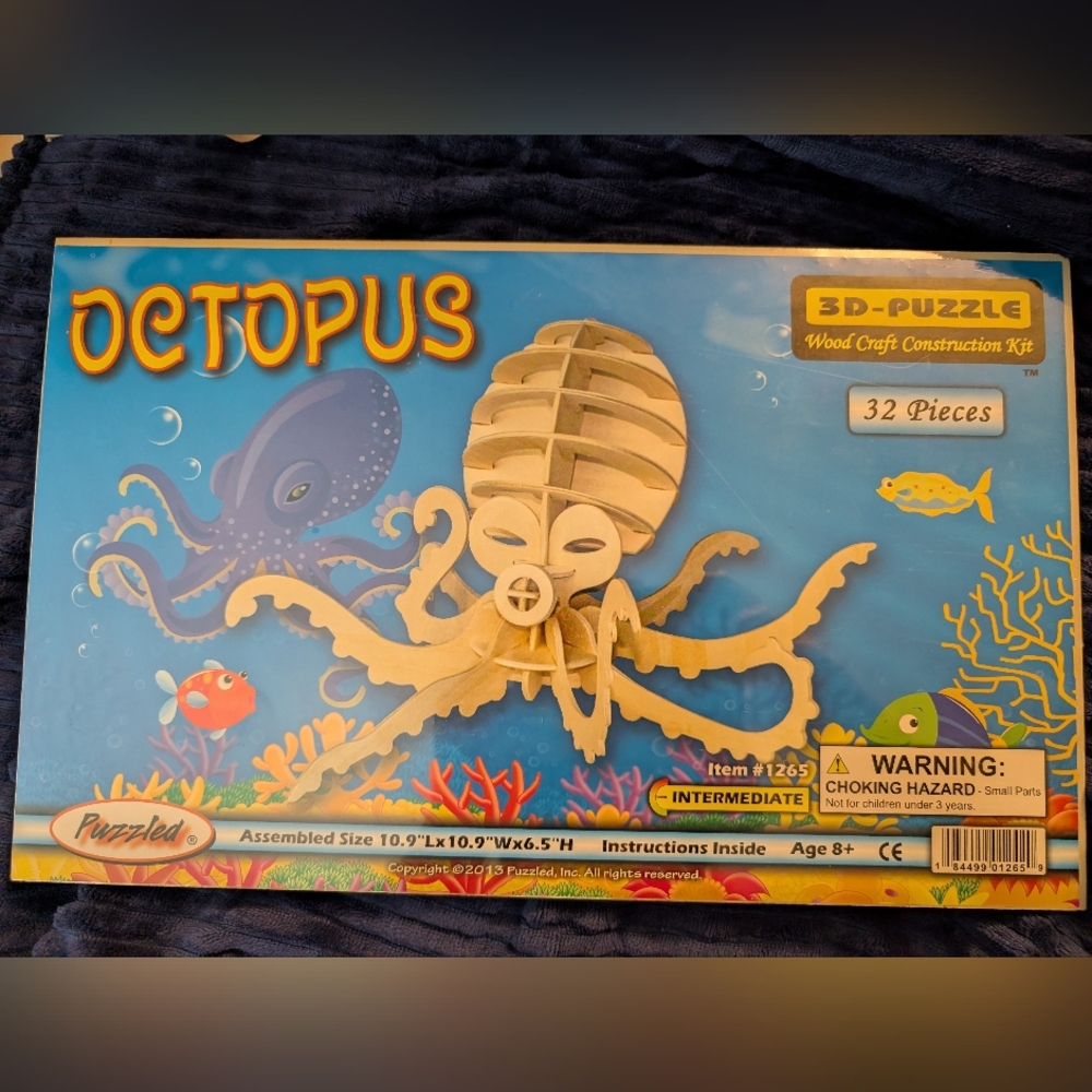 🦋 3D Octopus Wood Puzzle Kit